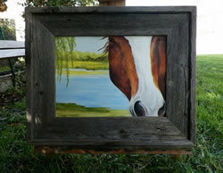 Horse Looking through Barn Window Painting
