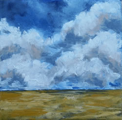 Clouds Golden Fields Original Oil Painting