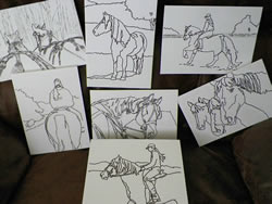 Coloring Cards with Horse Drawings