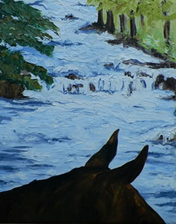 Crossing the Creek Original in Oils