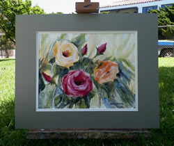 Garden Roses Watercolor Painting