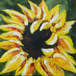 Lone Garden Sunflower Original Oil Painting