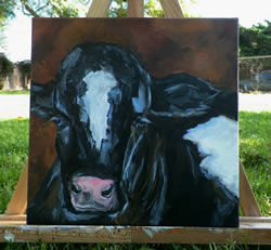 Black Cow Original Oil Painting