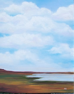 Marsh Clouds Landscape Original Oil Painting
