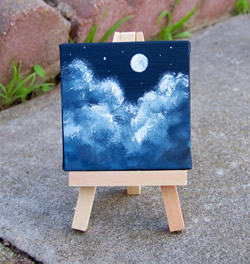 Night Sky and Moon Oil Painting