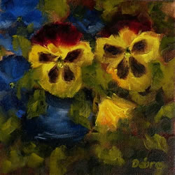 Pansy in Blue Vase Oil Painting
