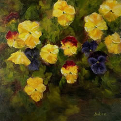 Pansy in Blue Vase Oil Painting