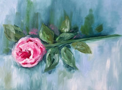 Rose with Stem Original Painting