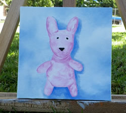 Pink Bunny Oil Painting