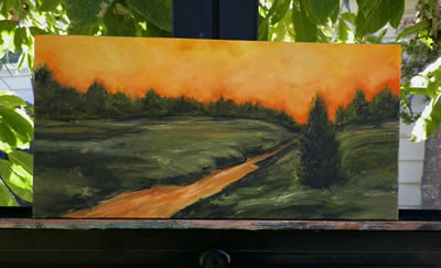 Sunset Landscape Original Oil Painting