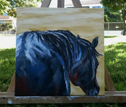 Talk to Me, Lone Dark Horse Original Oil Painting