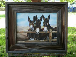 Family Portrait of Mules Original Oil Painting