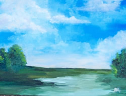 Blue Skies Waterscape Original Oil Painting