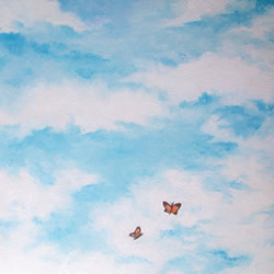 Butterfly in the Clouds Original Oil Painting