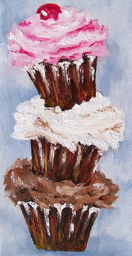 Cupcake Tower Original Oil Painting