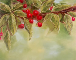 Holly and Berries Original Oil Painting
