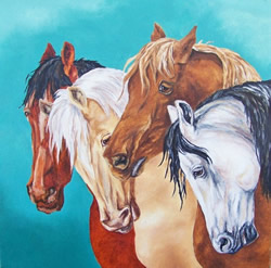 A Horse in Every Color Original Oil Painting