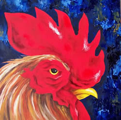 Rooster Original Oil Painting