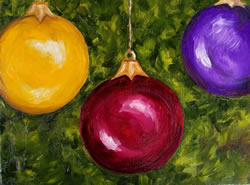 Christmas Tree Ornaments Original Oil Painting