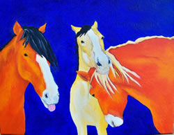 Playground Horses Original Oil Painting