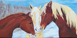 Soft Hugs Horses Original Acrylic Painting