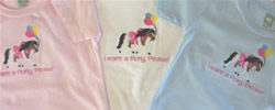 Image of the three available pony shirt colors