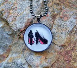 Black High Heel Shoes Handpainted Necklace