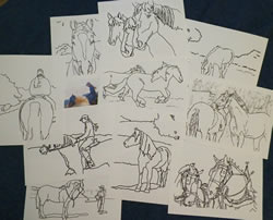 Coloring Cards with Horse Drawings